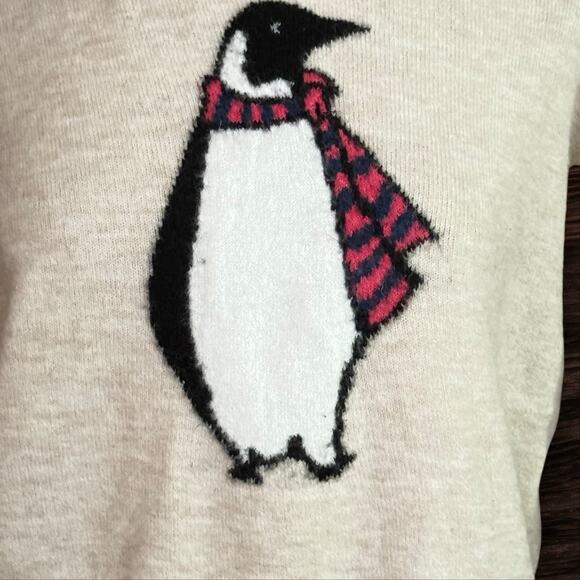 Gap Penguin Oversized Sweater Sz S 22.5" Bust Beige Heather Plush Soft Stretch - Picture 3 of 9